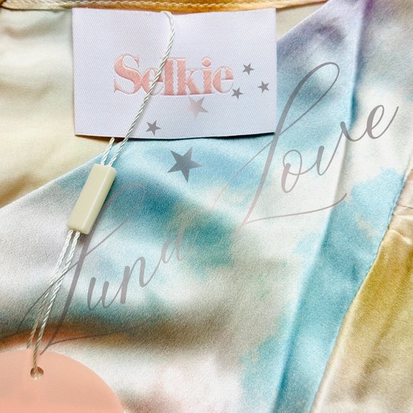 SELKIE The Dopamine Flutter Rainbow Slip Silk Dress NWT - Picture 5 of 12